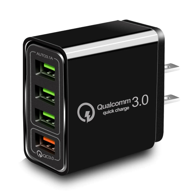 40W QC3.0 USB Wall Charger CARZONJX USB Charger 5V 3.1A 4 Port USB Fast Charger Multiport Fast Charging Block for iPhone15 14 13 12 11 X XR XS 8 Galaxy iPad Google Pixel LG Moto Switch