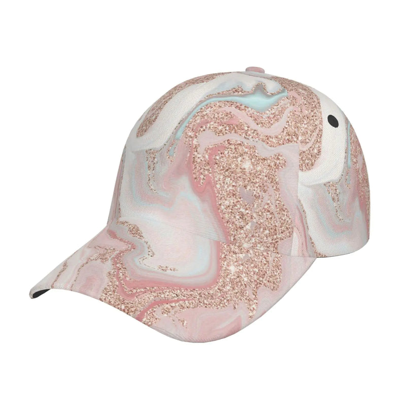 YXYKEI Rose Gold Glitter Coral Gray Pastel Marble Baseball Cap Men Women Dad Hat Classic Fashion Adjustable Plain Hat for Running Workouts and Outdoor Activities All Seasons