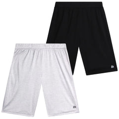 RBX Boys Athletic Shorts - 2 Pack Breathable Poly Fleece Performance Shorts with Pockets - Active Shorts for Boys Size 10-12 Grey Black