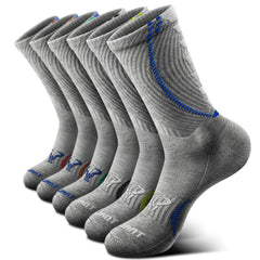 BULLIANT Men Socks Athletic Compression Crew Socks Cushioned for Men Running Sports Hiking Fishing Arch Support(6PairsShoes Size:Men 11-13)