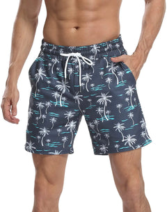 LRD Sweat Shorts for Men 7 inch Inseam Casual Athletic Pocket Jogger Shorts Palm Trees - S